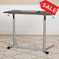 Flash Furniture NAN-IP-6-1-DKW-GG Sit-Down, Stand-Up Dark Wood Grain Computer Ergonomic Desk with 37.375